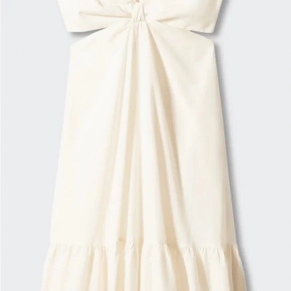 Elegant Cream Sleeveless Dress - Picture 3 of 7